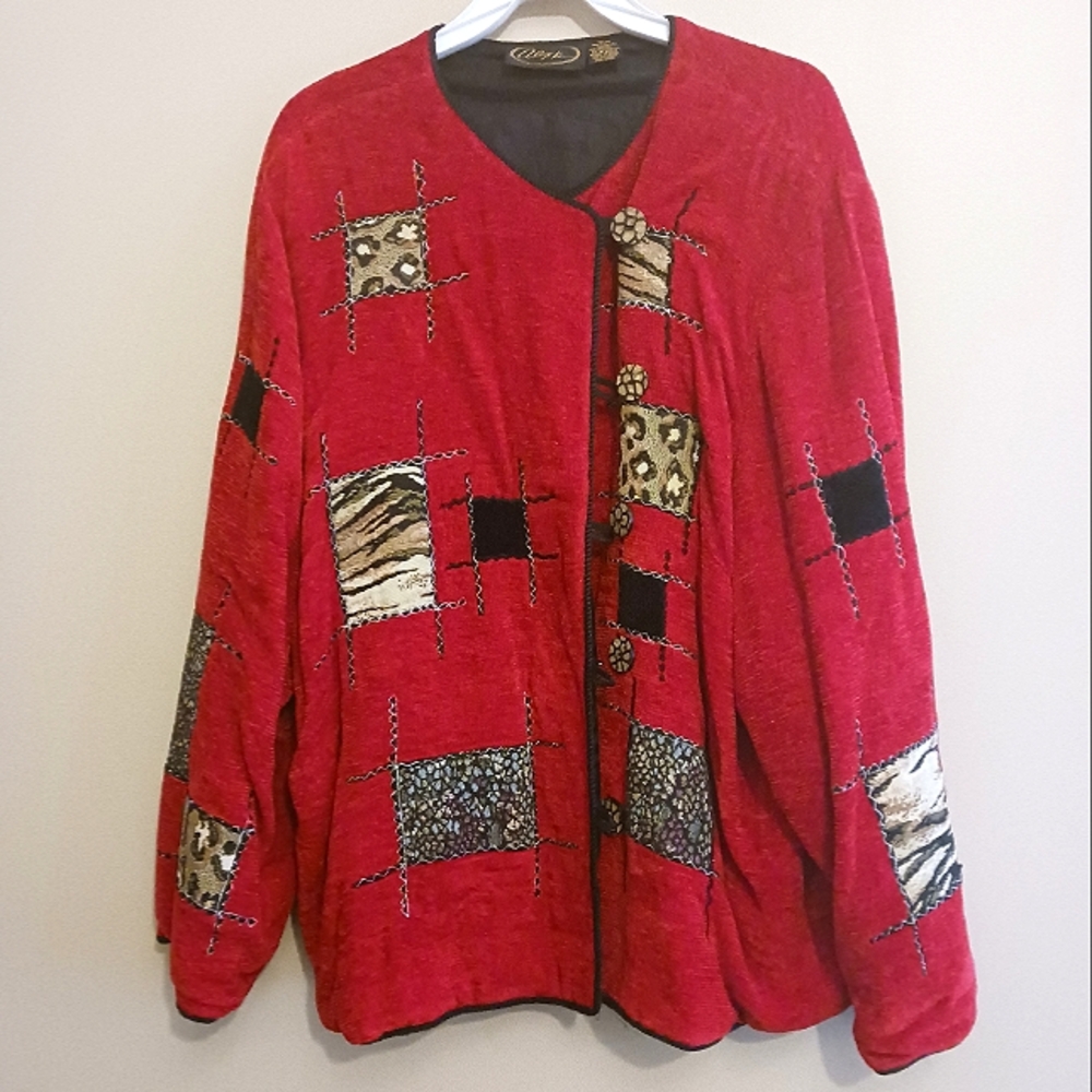 ALEX KIM Red Patchwork Jacket